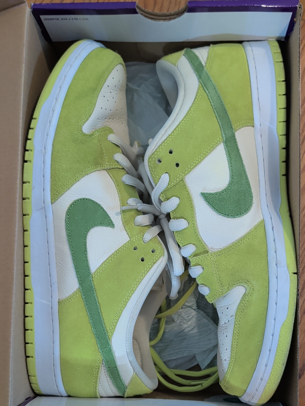 Men's Size15: Nike SB Lime Green and White Casual Sneakers- Men's Athletic Shoes